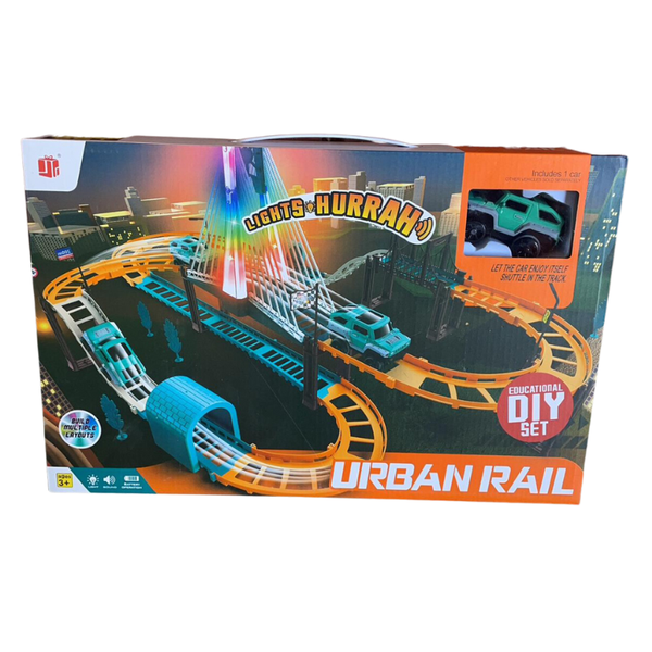 Urban Rail Educational Track DIY Set with Light Up Bridge