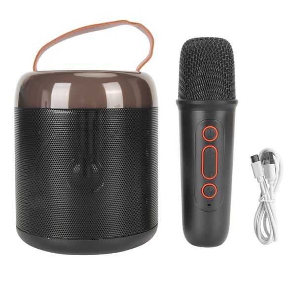 Speaker 16 Light Beads Portable Bluetooth Speaker with Wireless Mic Black