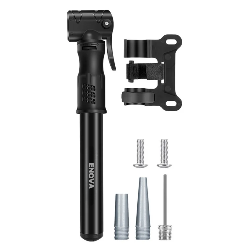 Enova Mini Bike Pump Compact Bicycle Tire Inflator with Flexible Hose