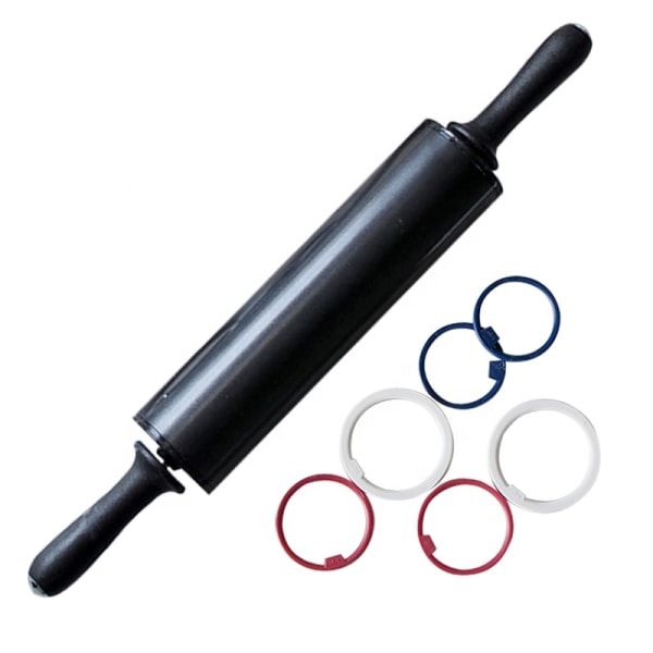 Black Nonstick Coating Stainless Steel Rolling Pin with Removable Rings
