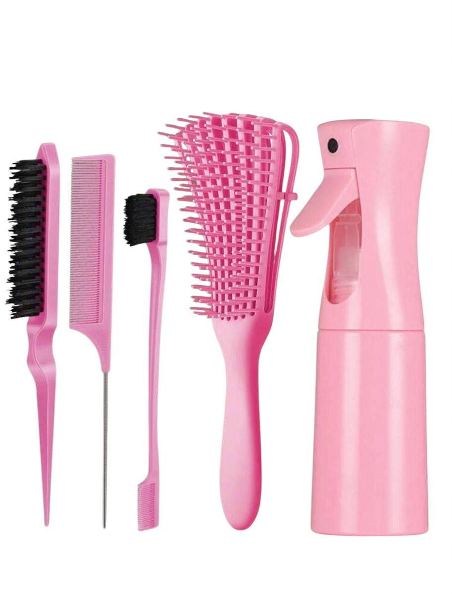 Pink 5 piece Hair Brush Combo