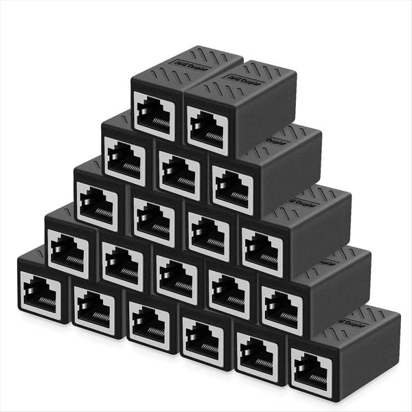 20 Pcs Ethernet Cable Extender Rj45 Cat 5 Cat 6 Cat6A Coupler