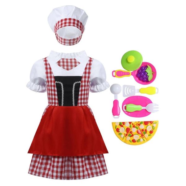 Kids Pretend Play Girls Chef Outfits and Accessories