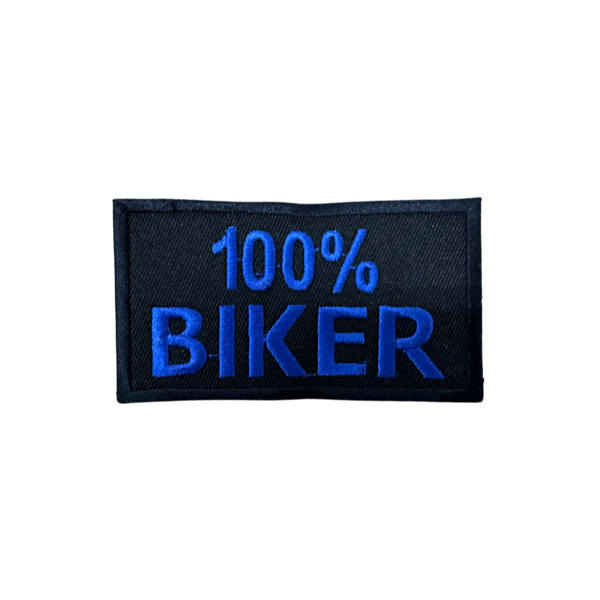 Motorcycle Waistcoat Patch With 100% Biker In Blue