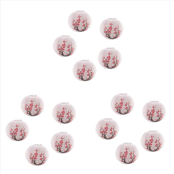 12-Inch Cherry Blossom Chinese Paper Lanterns (Set Of 15 Red Sakura)