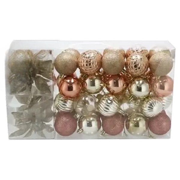 LILA Christmas Mixed Bauble Decoration Set 44 Piece