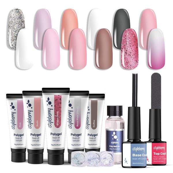 Styleberry Polygel Nail Extension Kit and Tips Pink and Classic Collections
