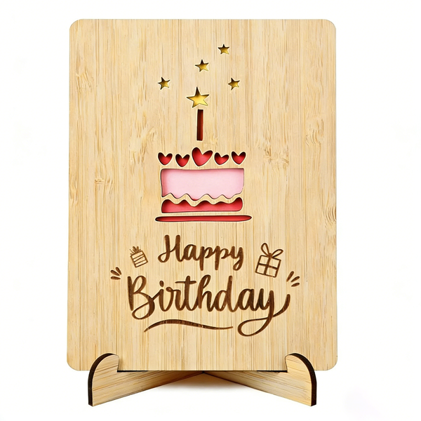 Wooden Birthday Keepsake Greeting Card