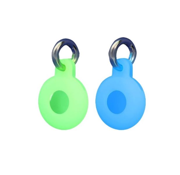 CoralSky Glow in the Dark Covers for Apple Airtag - Green and Blue - 2-Pack