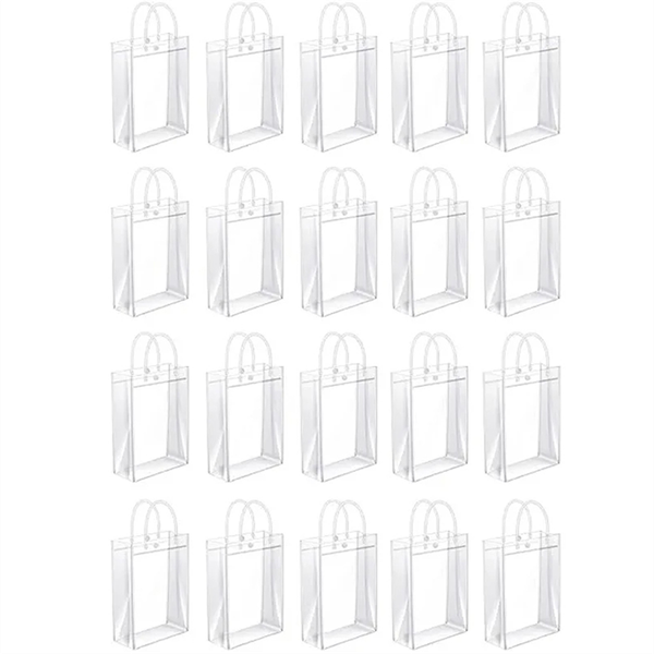 50Pcs Clear Pvc Gift Bags With Handles Reusable Plastic Wrap Tote Bag