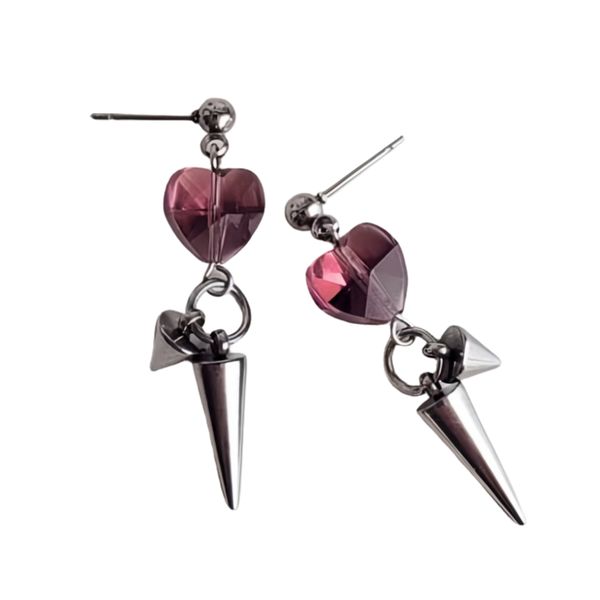 Elegant Cone Studs Earrings Featuring Delicate Heart Design