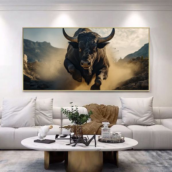 Canvas Wall Decor - Dramatic Charging Bull - 0241