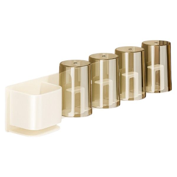 Wall-Mounted Bathroom Organizer with 4 Inverted Cups - White