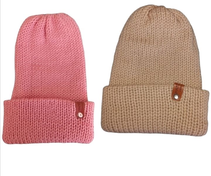 Pure Wool Double Layer Ponytail Beanies - 2 Pack