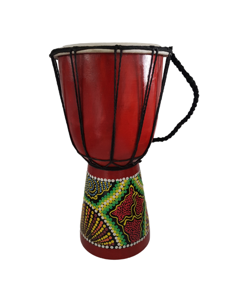 Djembe Hand Drum Hand Painted - Patterns Orange/Yellow/Purple - 30cm