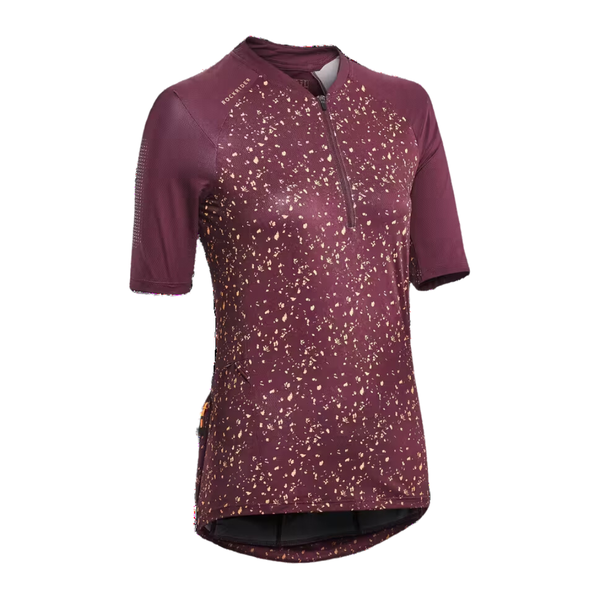 Rockrider Women's Short-Sleeved Mountain Bike Jersey EXPL 500 - Burgundy