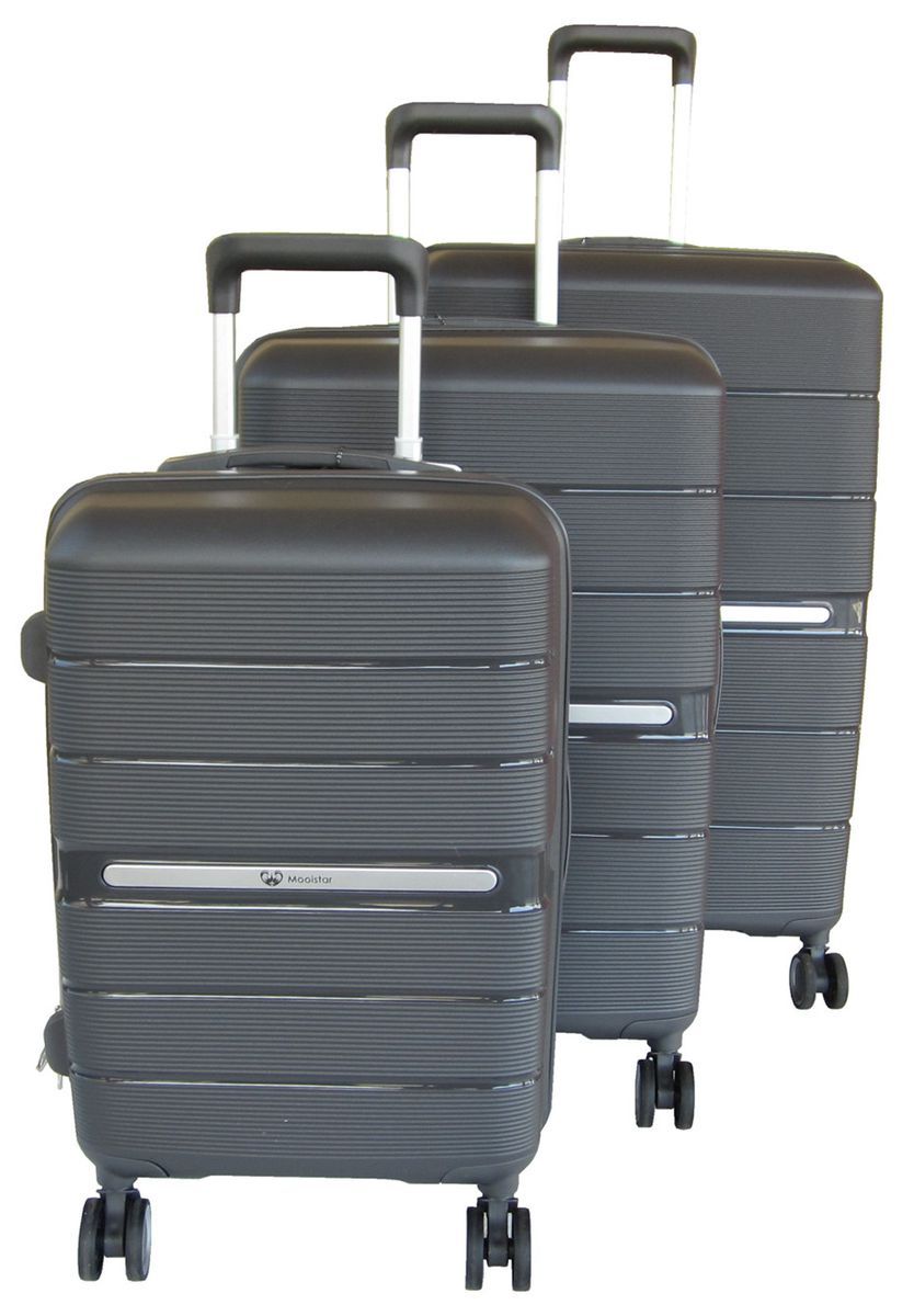 Mooistar Unbreakable Travel Luggage 3 Piece Suitcases Spinner - Black