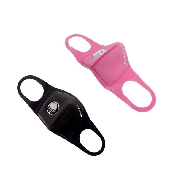 Nanowave Kiddies Reusable Protective Face Mask - Black &amp; Pink 2 Pack