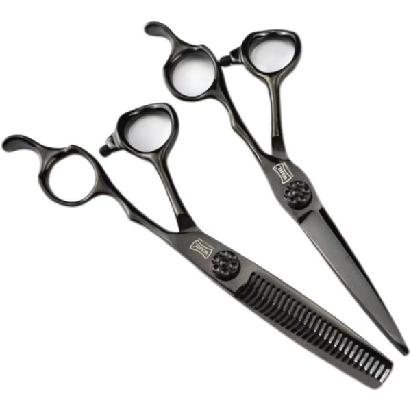 Black Personalized Stainless Steel Thinning Hair Scissors 6 Inch