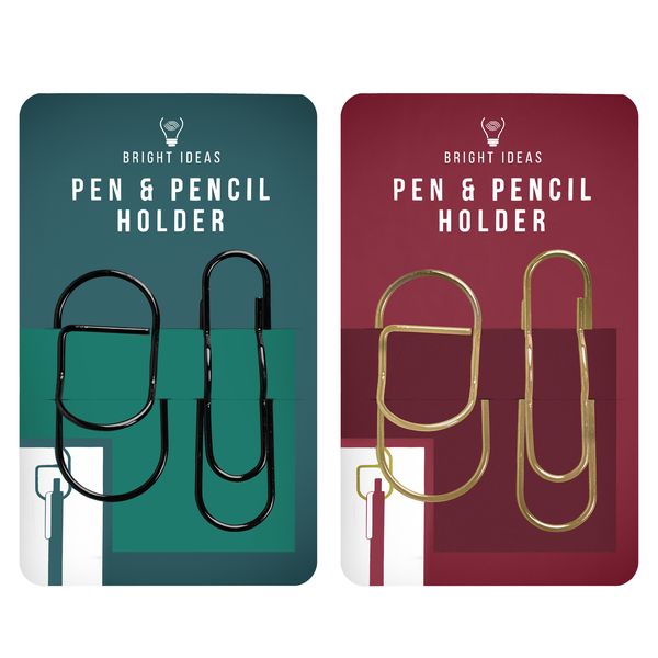 Bright Ideas - Pen &amp; Pencil Holders (Paperclip Style!) - Black + Gold
