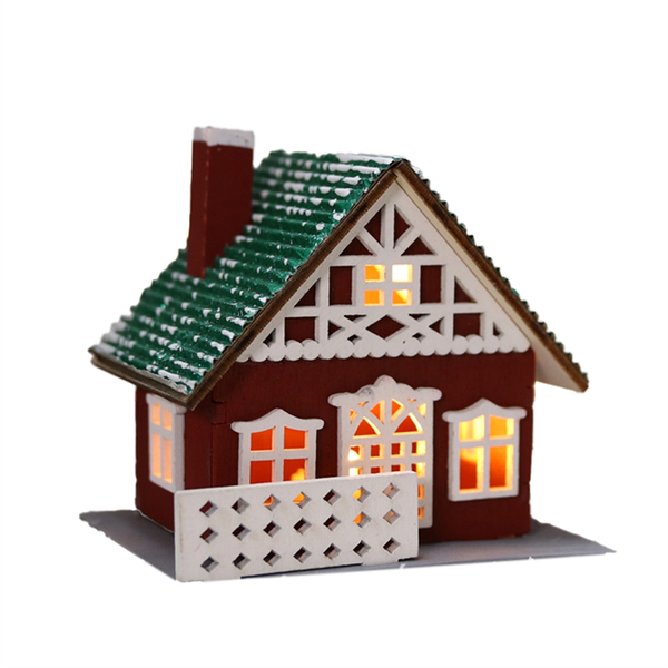 Christmas Decoration Wooden House Pendant Desktop Ornaments A