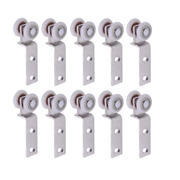 10Pcs Bend Pipe Metal Bearing Pulley Block with Two Plastic Wheel
