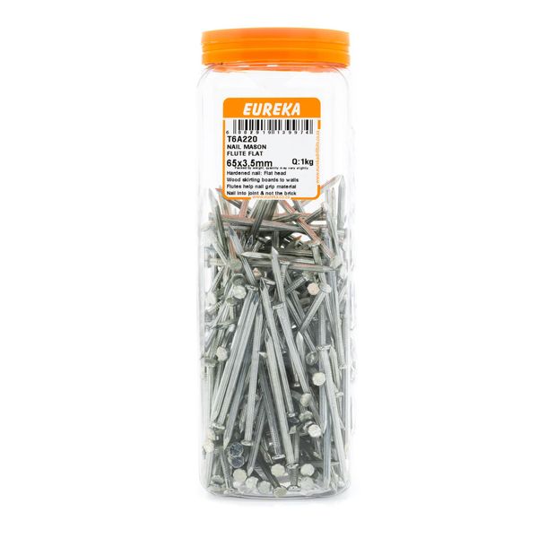 EUREKA Fluted Masonry Nail Flat 65 x 3.5mm Q:1kg T6A220