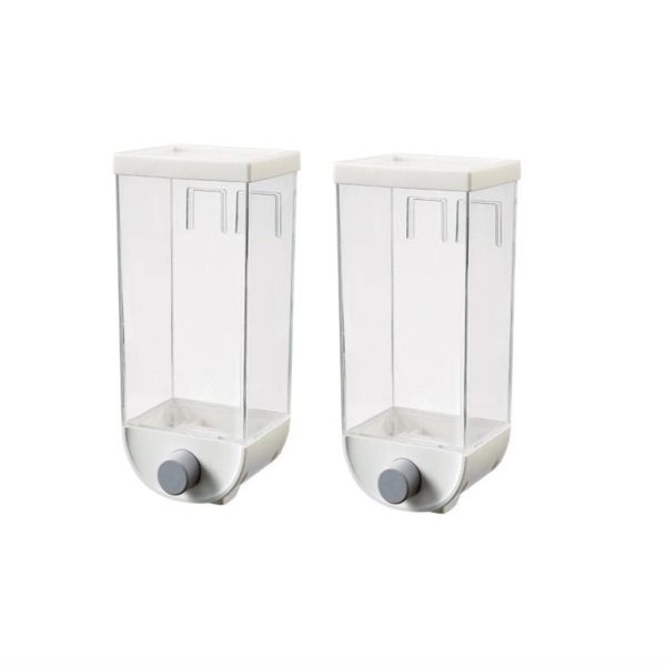 2 Pack White Cereal Grain Storage Box Dispenser-Wall Mounted