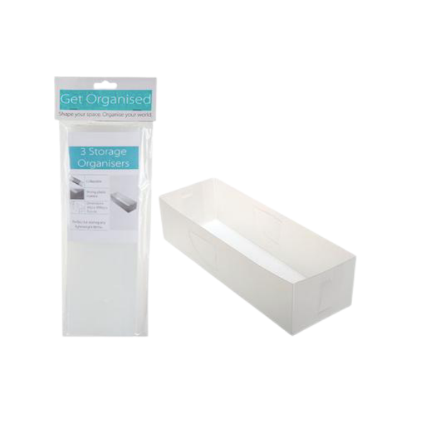 Get Organised Homeware- White Storage Organisers 3 Piece