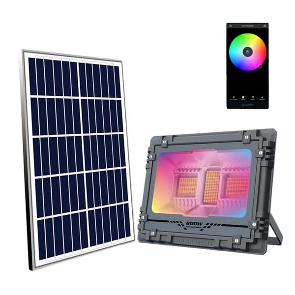 Waterproof Solar Powered Flood Light RGB 800W With Remote Control