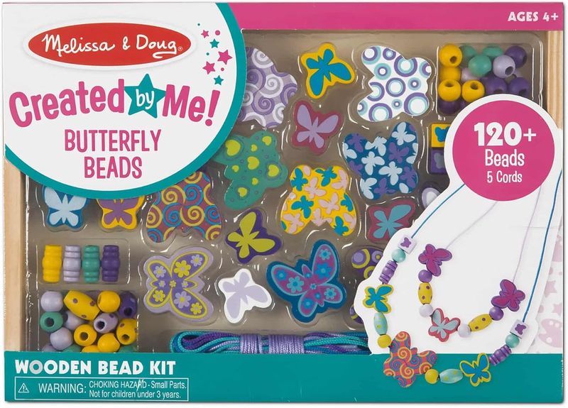 Melissa &amp; Doug Butterfly Friends Wooden Bead Set (With 120+ Beads)