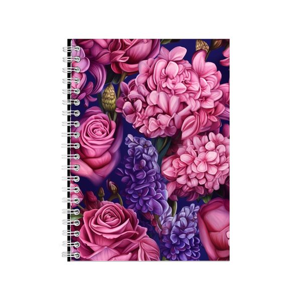 Purple Hyacinths And Pink Rose Notebook Art Gift Idea Notepad Pad 114
