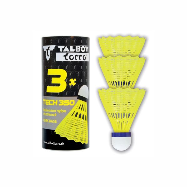 Talbot-Torro Tech 350 Shuttlecocks - Yellow - Medium - 3 Pieces