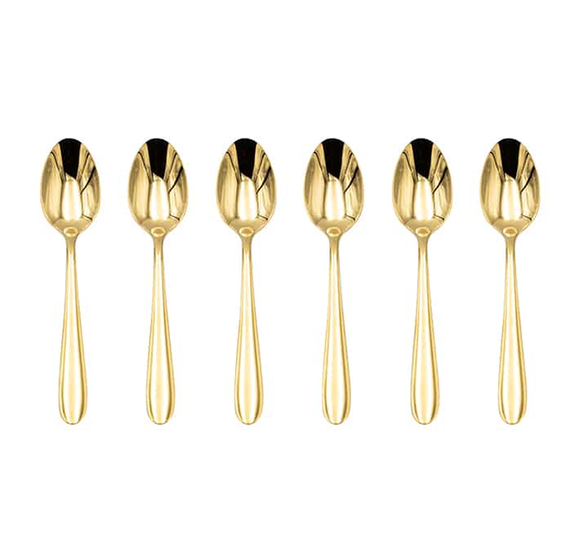 Stainless Steel Spoons - Gold - 6 Piece