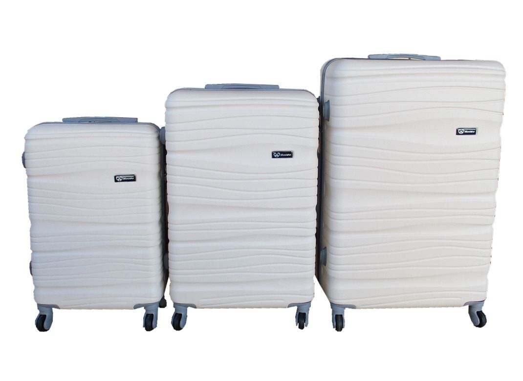 3-Piece Travel 30-Inch Luggage Suitcase Bag Set - Stylish - Cream White