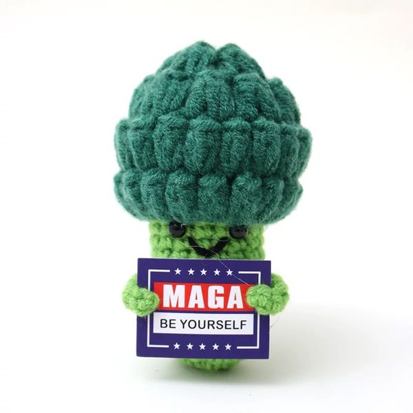 Crochet Positive Broccoli, Emotional Support Doll with Positive Card