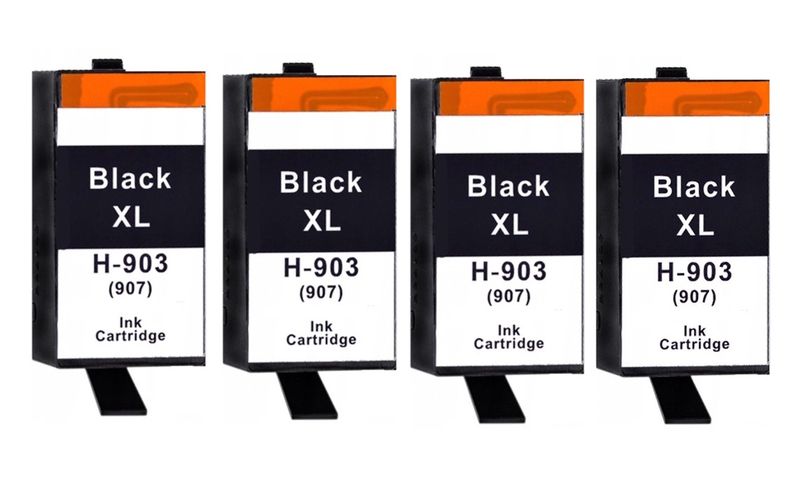 HP 903 XL / T6M15AE High Yield Black Ink Cartridges x 4 - Compatible