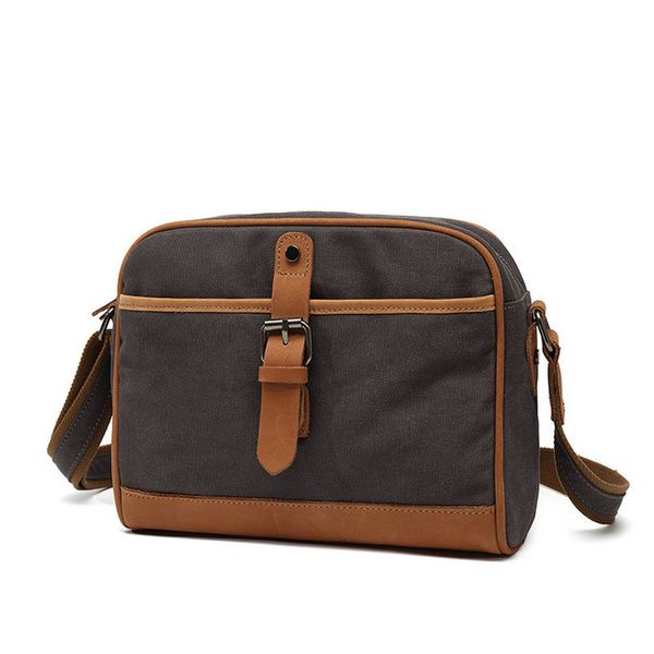 Male School Canvas Single Shoulder Bag-Dark Grey