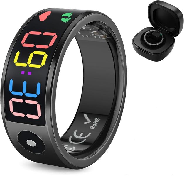 Smart Fitness Ring with LED Display, Gesture Control &amp; Health Tracking