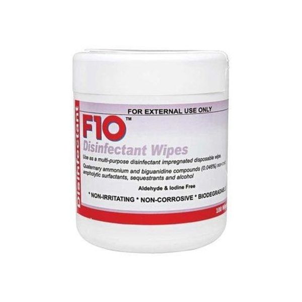 F10 Disinfectant Wipes in Pot (100 Wipes)
