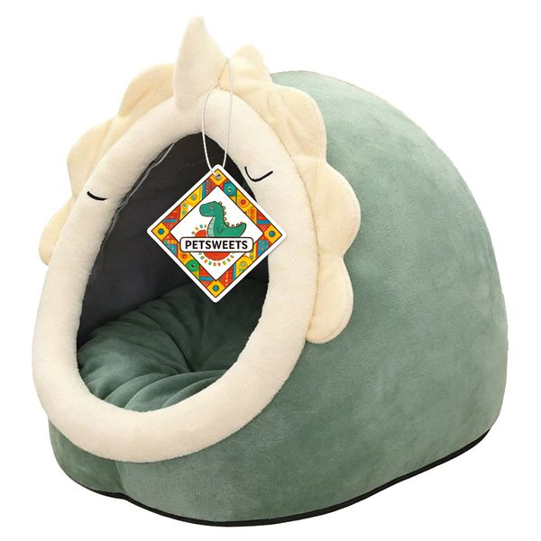 Large Cat Beds for Indoor with Hanging Toy Small Dog Cave Bed - Green