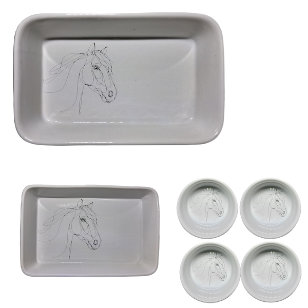 Artistic Horse - 6 Piece White Dish Set
