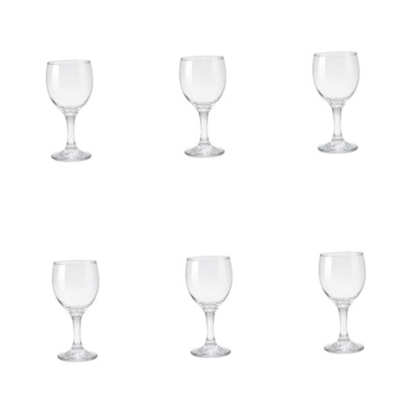 6 Pack - 160ml Glass Red Wine Goblet - Transparent