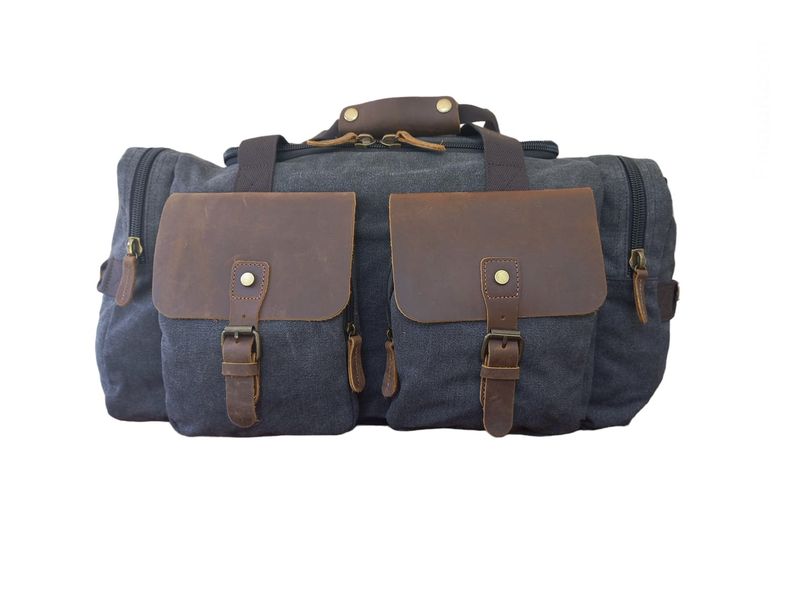 Canvas and Genuine Leather Duffel Bag