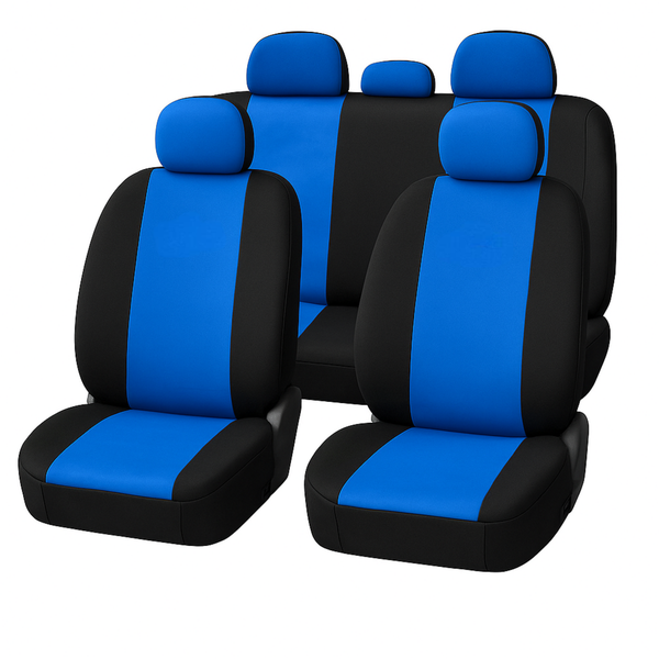 5PC Car Seat Covers - Polyester with Steering Wheel Cover &amp; Belt Covers
