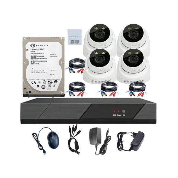 4CH 1080P Wired Dome CCTV Kit 4 Cam 500GB HDD DVR