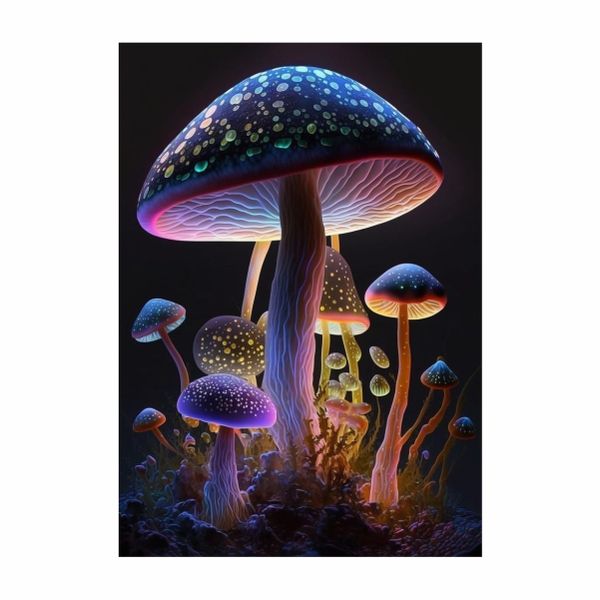 Psychedelic Glow in the Dark Mushrooms - A1 Poster