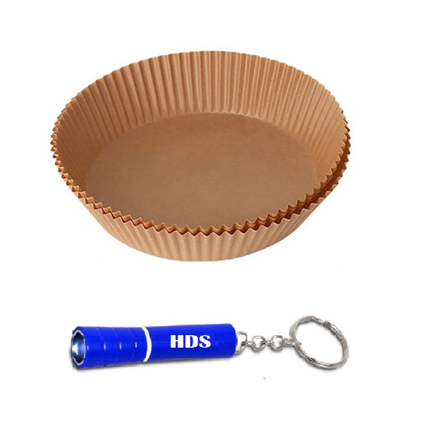 Premium Air Fryer Paper 200mmx45mm Round - Brown with HDS Branded Torch