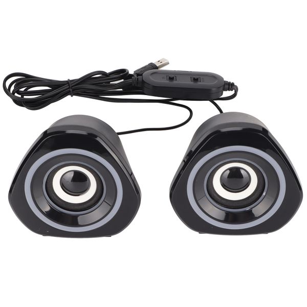 Desktop Speaker USB Powered Heavy Subwoofer Mini LED Speaker Black Lights