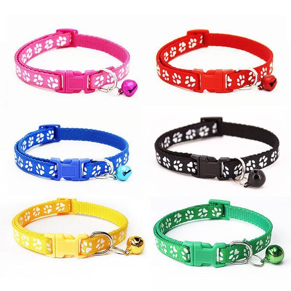 Dog collarDog Cat Single Footprint Bell Collar Cat Buckle Collar 6 pack